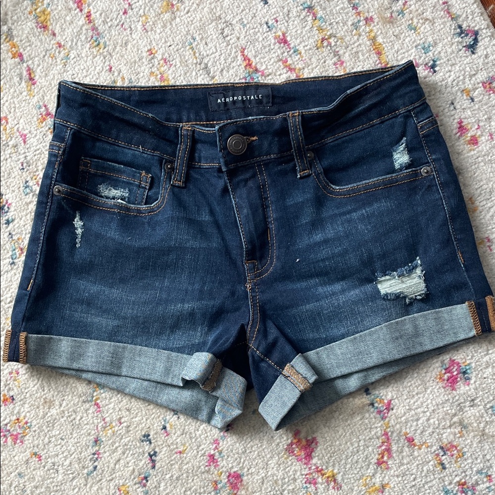 Aeropostale Women's Distressed Blue Jean Shorts